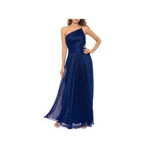 NWT AQUA FORMAL Womens Blue Lined Spaghetti Strap Formal Fit + Flare Dress 2